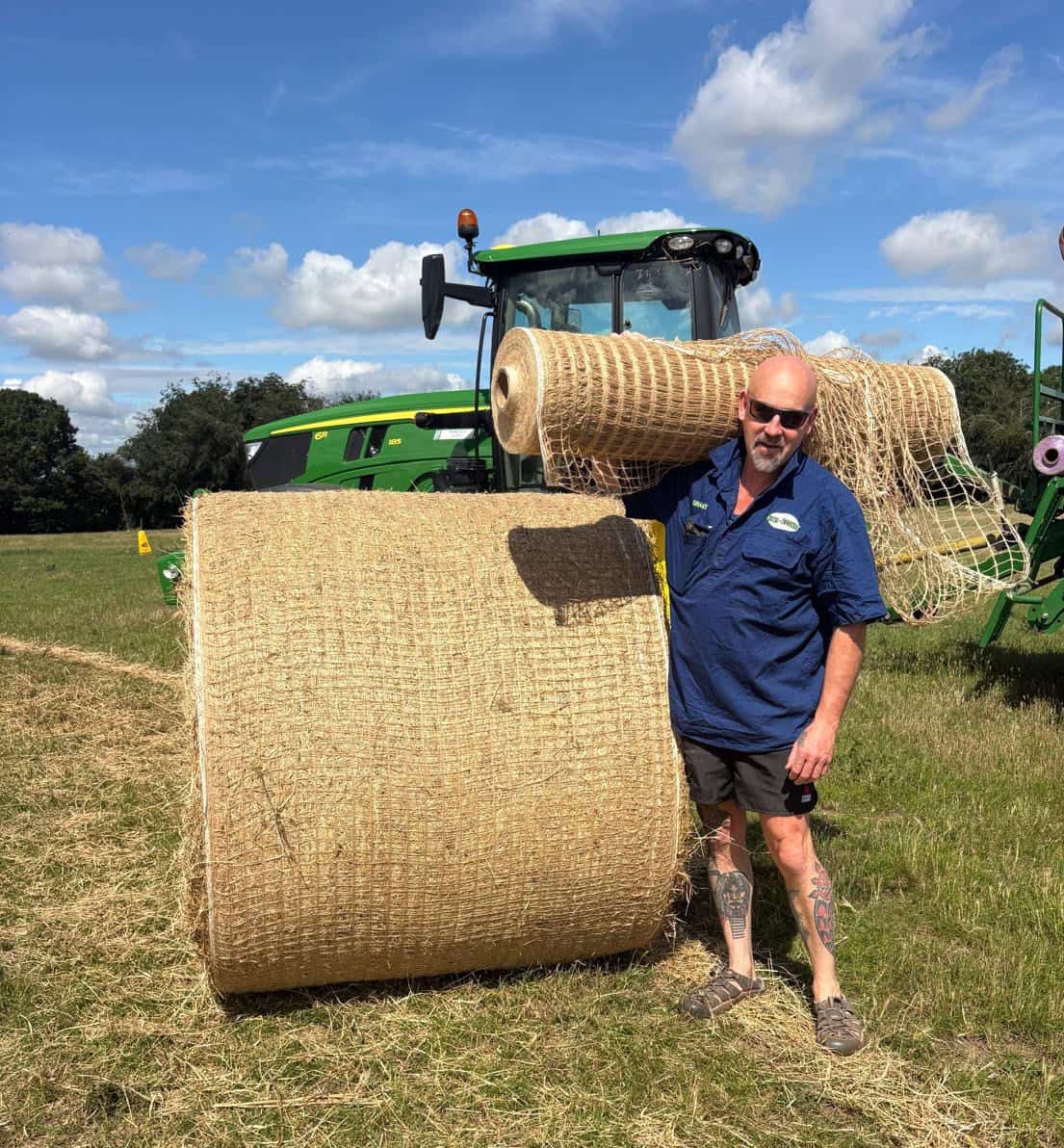 Kiwi EcoNet bale net roll and wrapped hay bale